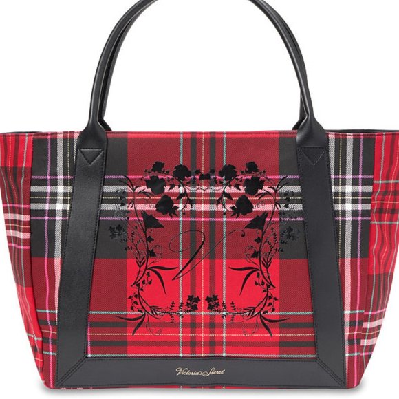 VS Plaid Tote Brand New! Red & Black Perfect Christmas Present! Gift NWT - Picture 2 of 16
